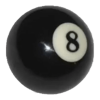 a black and white billiard ball with the number 8 on it