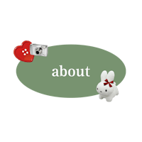 a picture of a bunny and a camera with the word about