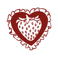 a strawberry in a heart shape on a black background